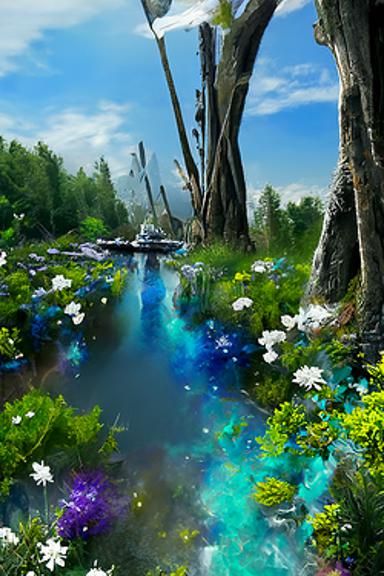 Enchanted Forest River: Hyperrealistic Watercolor Illustrati...