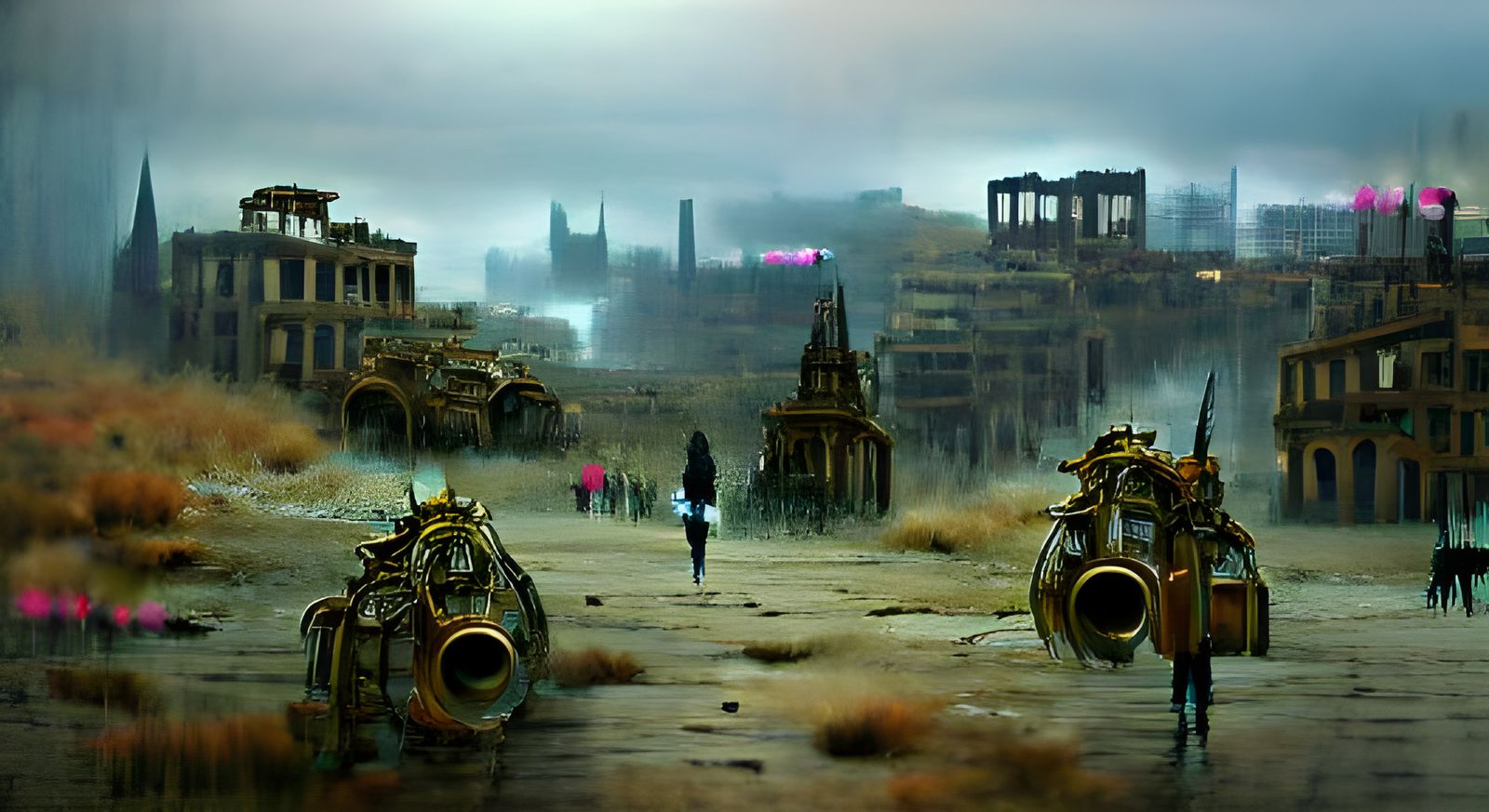Post-War City Ruins: Cyberpunk Concept Art