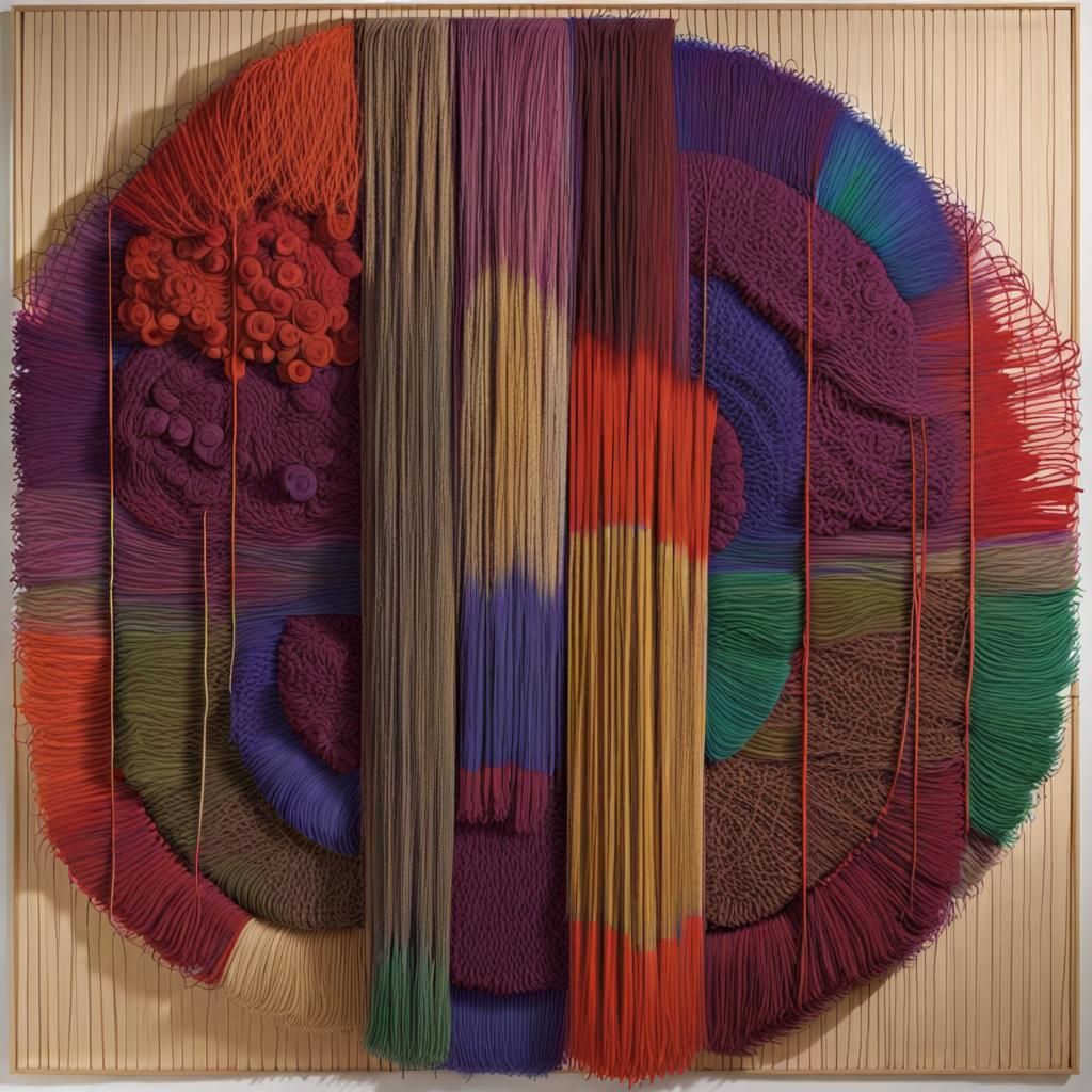 Psychedelic String Art in Sheila Hicks Style