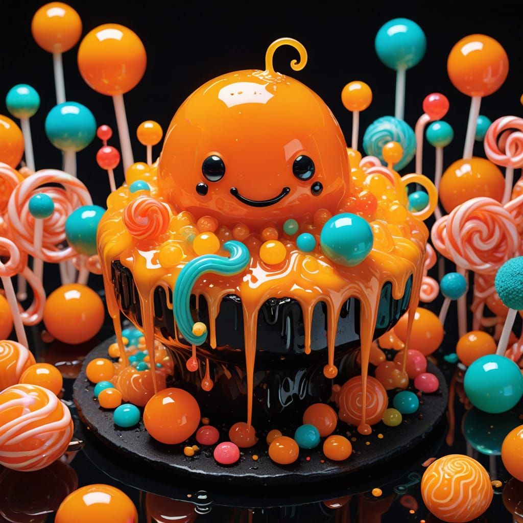 Neon Sugar Dreamscape with Whimsical Creatures