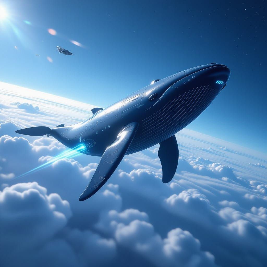 Gigantic Flying Whale in Space: 3D Game Cinematic