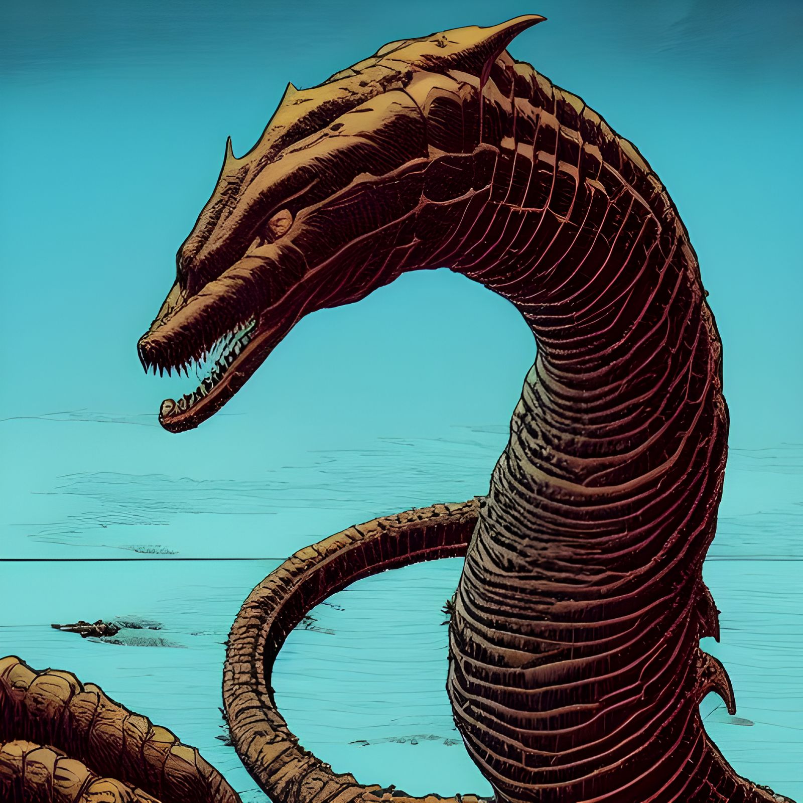 Epic Loch Ness Monster Art in Romantic Style