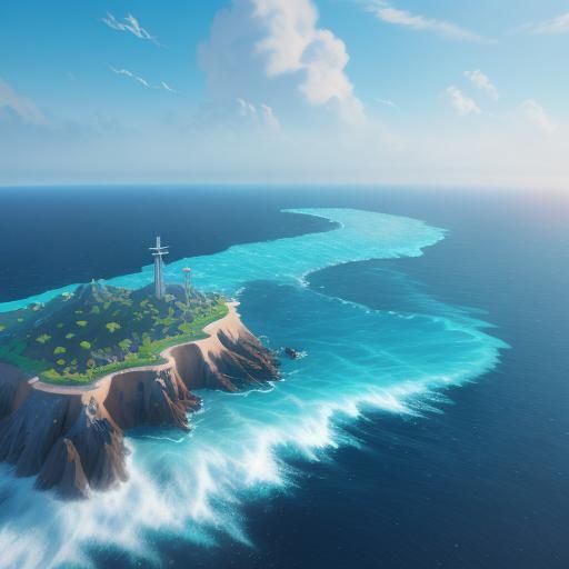 Vibrant Ocean Scene in Pixar Style 3D Art