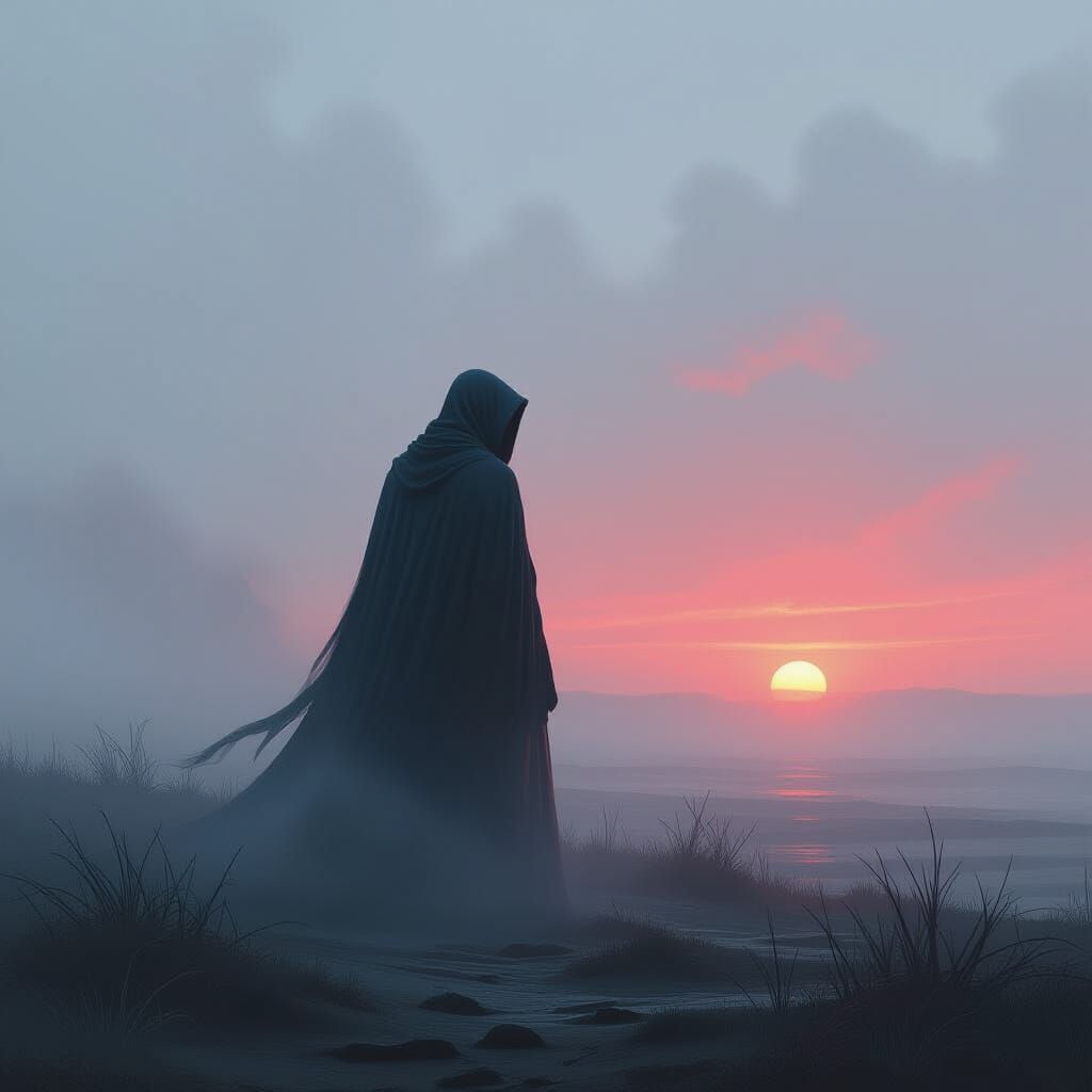 Mysterious Figure in Dreamlike Surreal Landscape