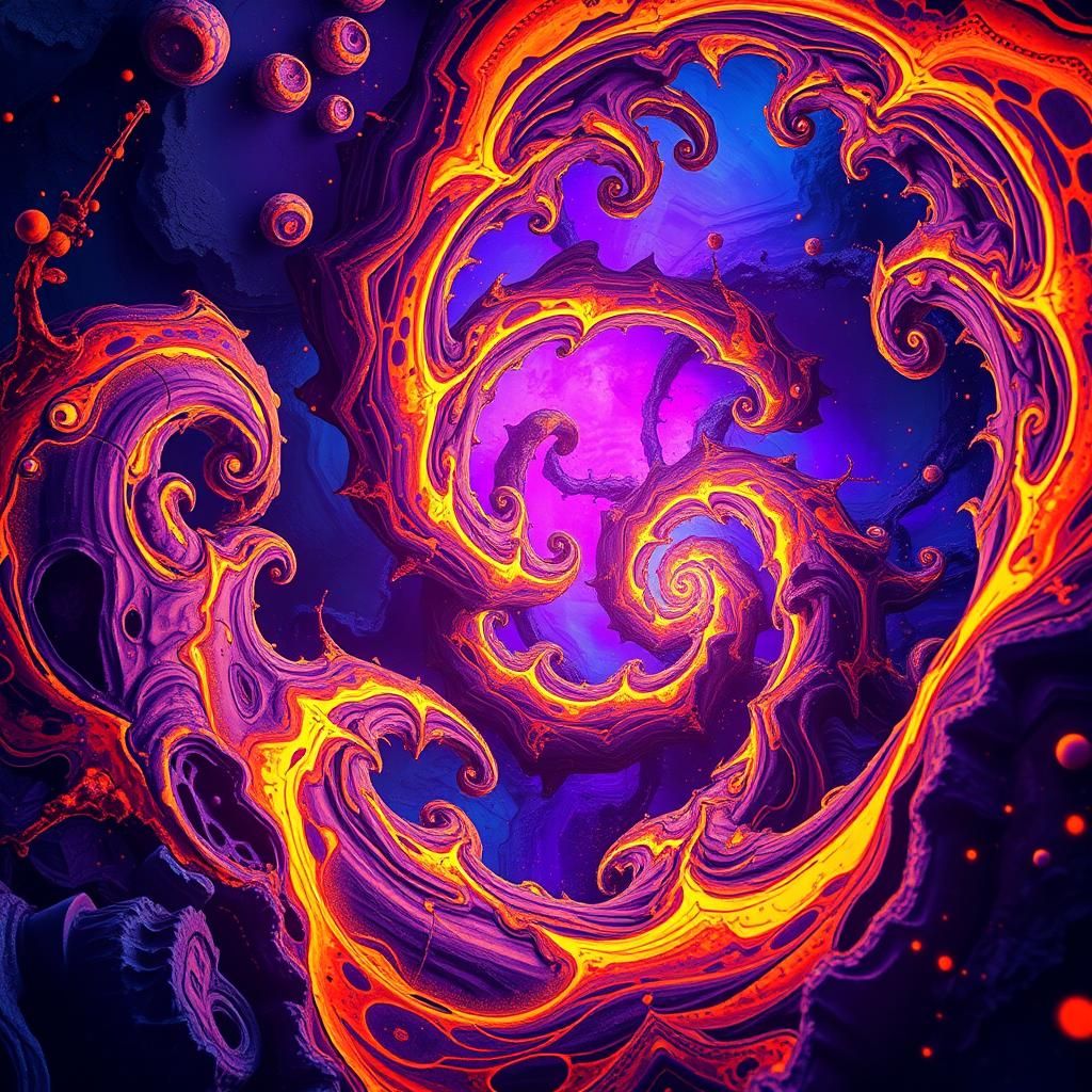 Glowing Spirals in Surrealist Futuristic Style