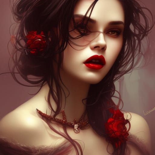 Lustrous Vampire Portrait in Hyperdetailed Digital Art