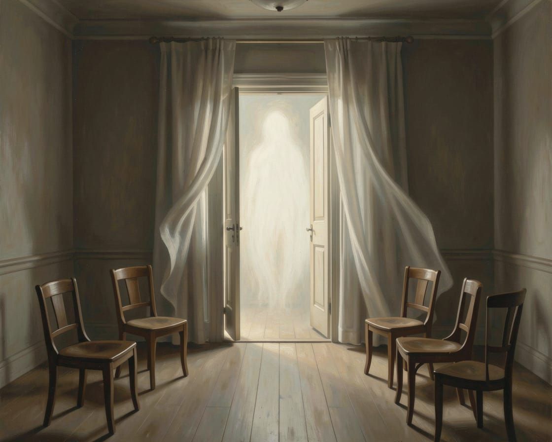Ethereal Light Fills Empty Room with Open Doorway
