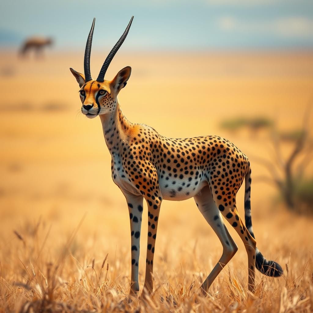 Cheetah-Gazelle Hybrid in Dreamlike Wildlife Realism