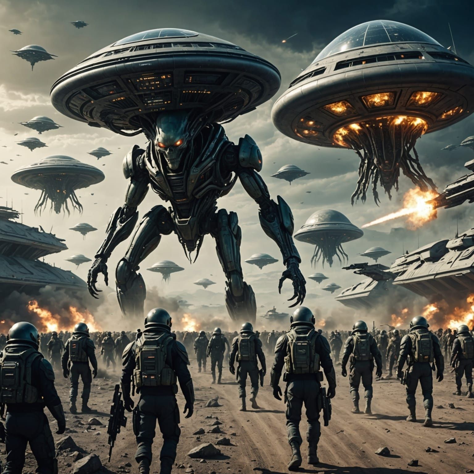 Futuristic Alien War Scene Unveiled