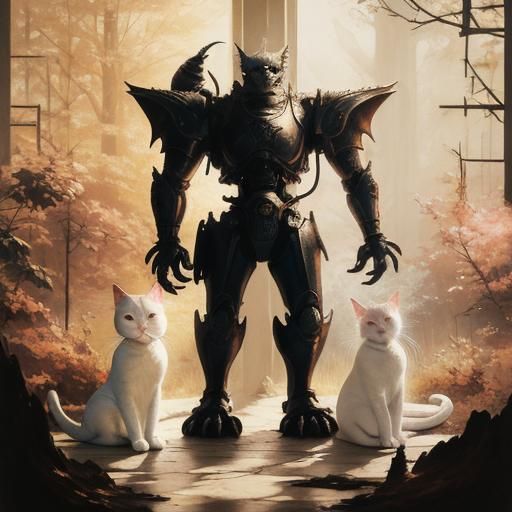 Girl and Dragon in Chiaroscuro Painting