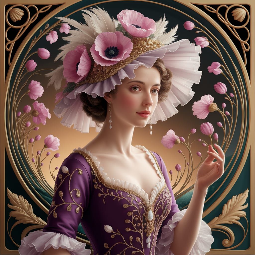 Art Nouveau Portrait of a Noble Woman in 8K