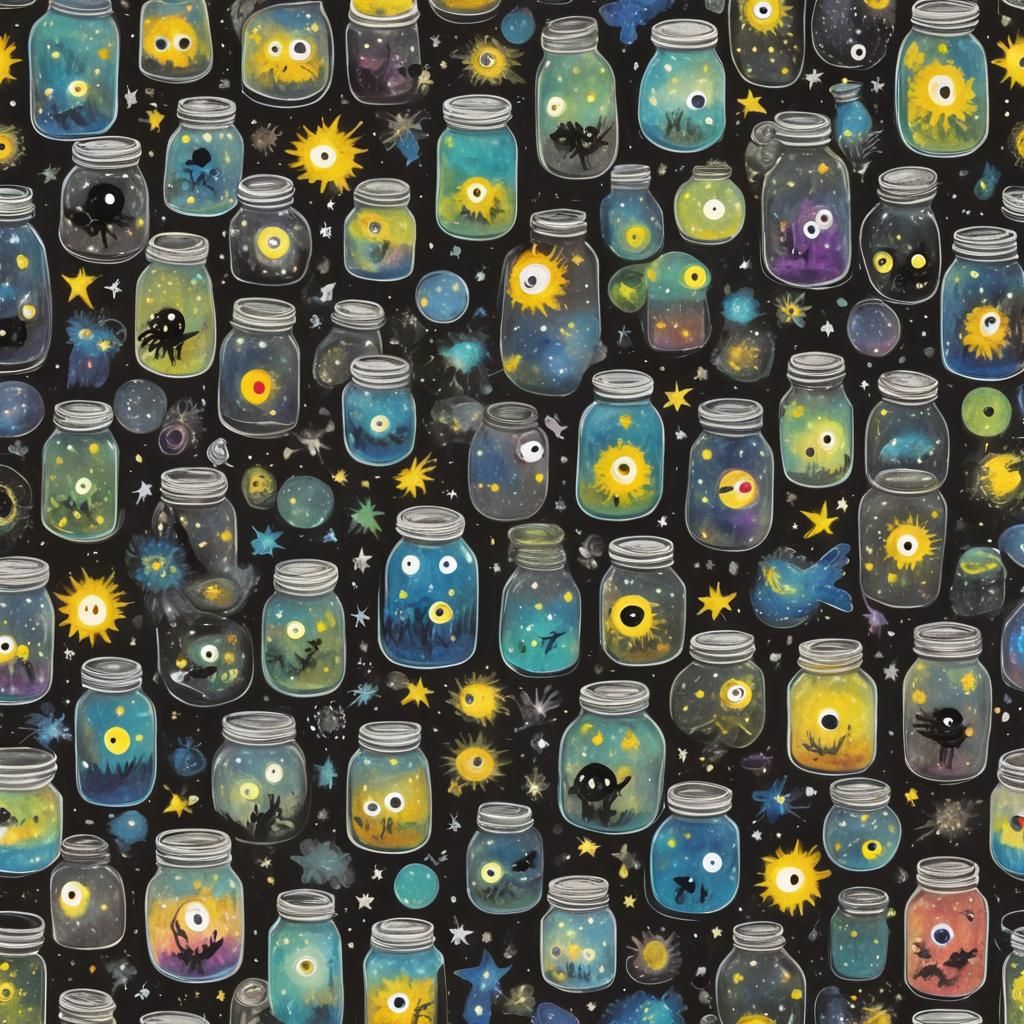 Gothic Creature with Googly Eyes in Van Gogh Style