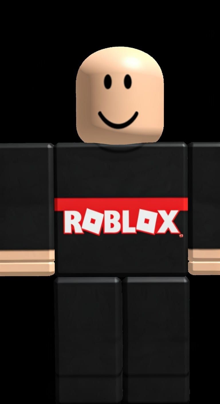 Roblox Avatar with Bold Red and White ROBLOX Logo