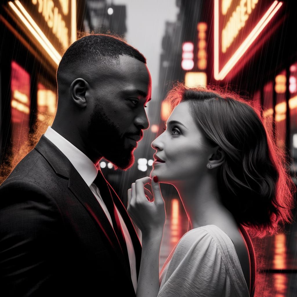 Graphic Novel Close-Up: Confident Man and Playful Woman