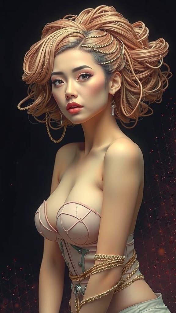 Timeless Goddess in Cyberpunk Elegance