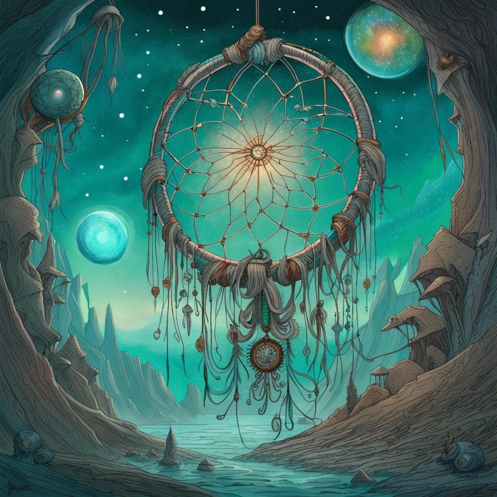 Alien Dreamcatcher with Glowing Milky Way