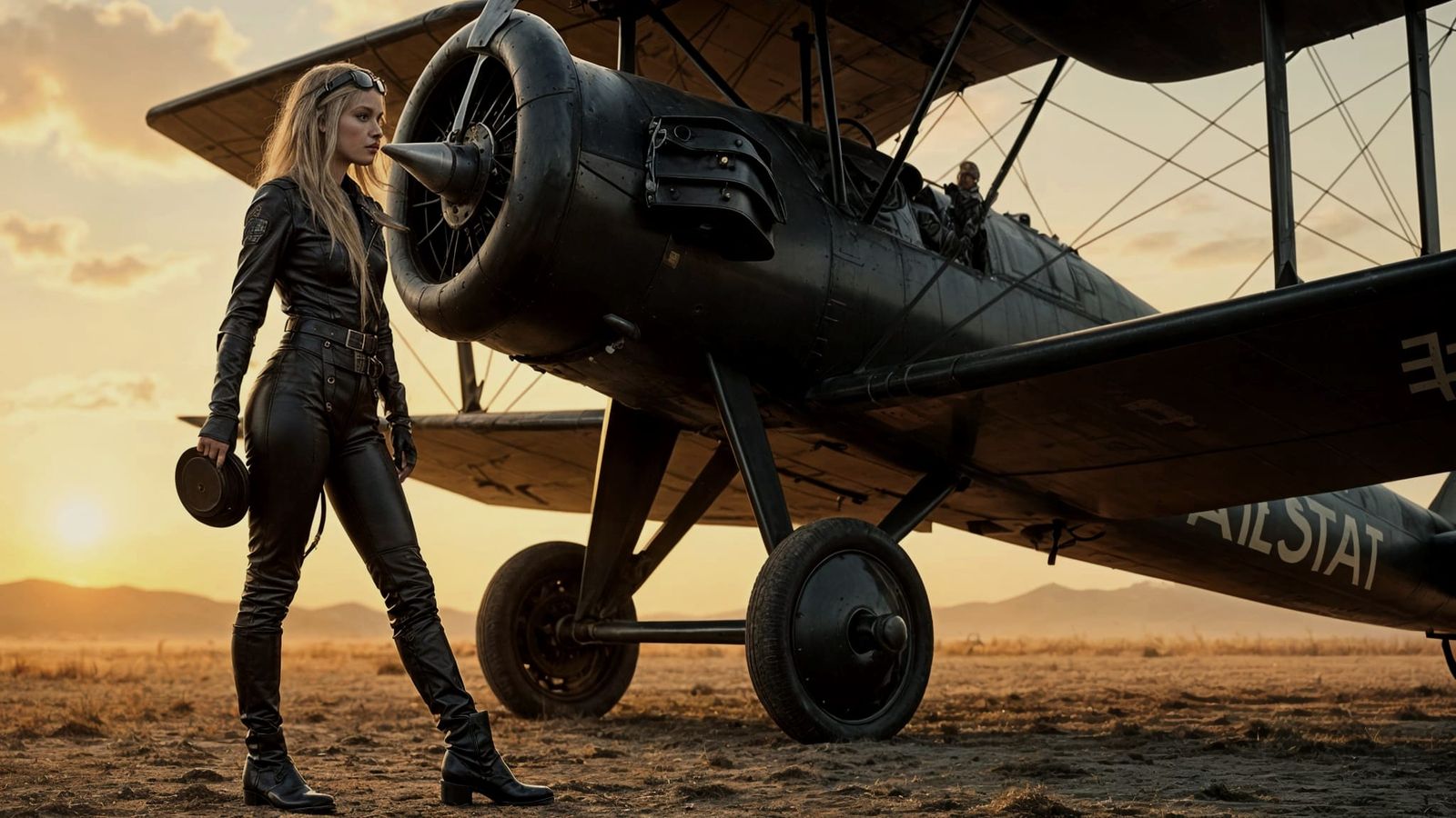 Gothic Aviatrix Steps into the Sunset