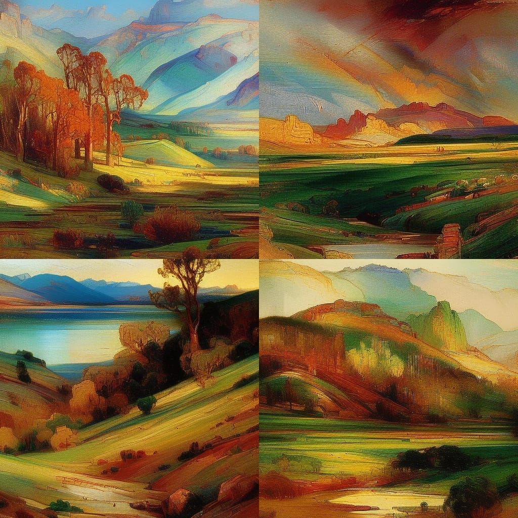 Vibrant Landscape Painting in Western Style