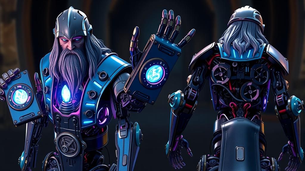 Gandalf the Robot: Cyborg Wizard in Futuristic Style