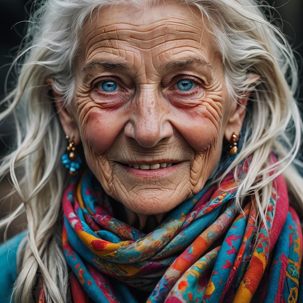 Elderly Woman Portrait with Mischievous Smile