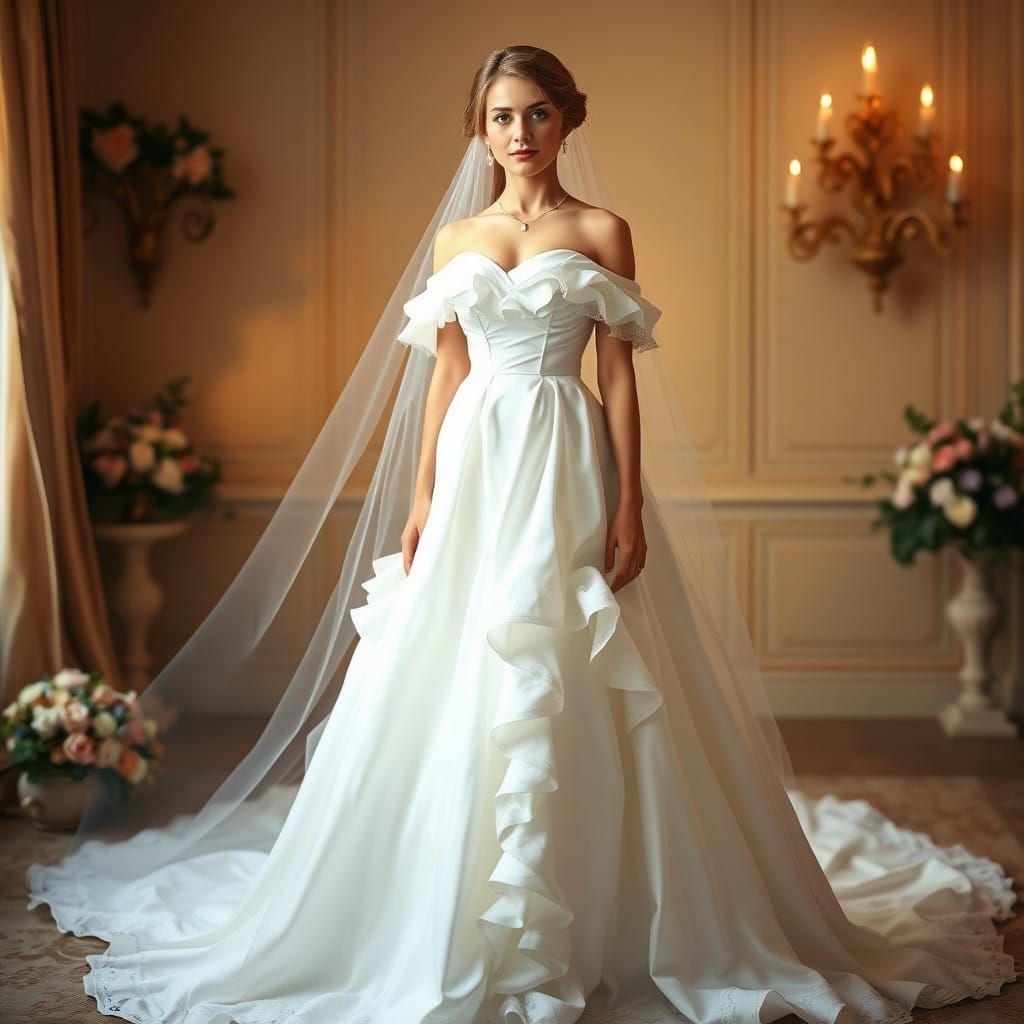 Romantic Wedding Dress in Soft Lighting
