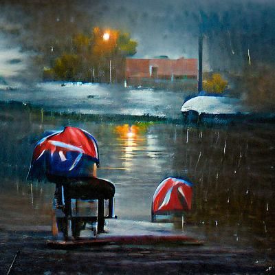 Rainy Day Reflection: An Oil Painting