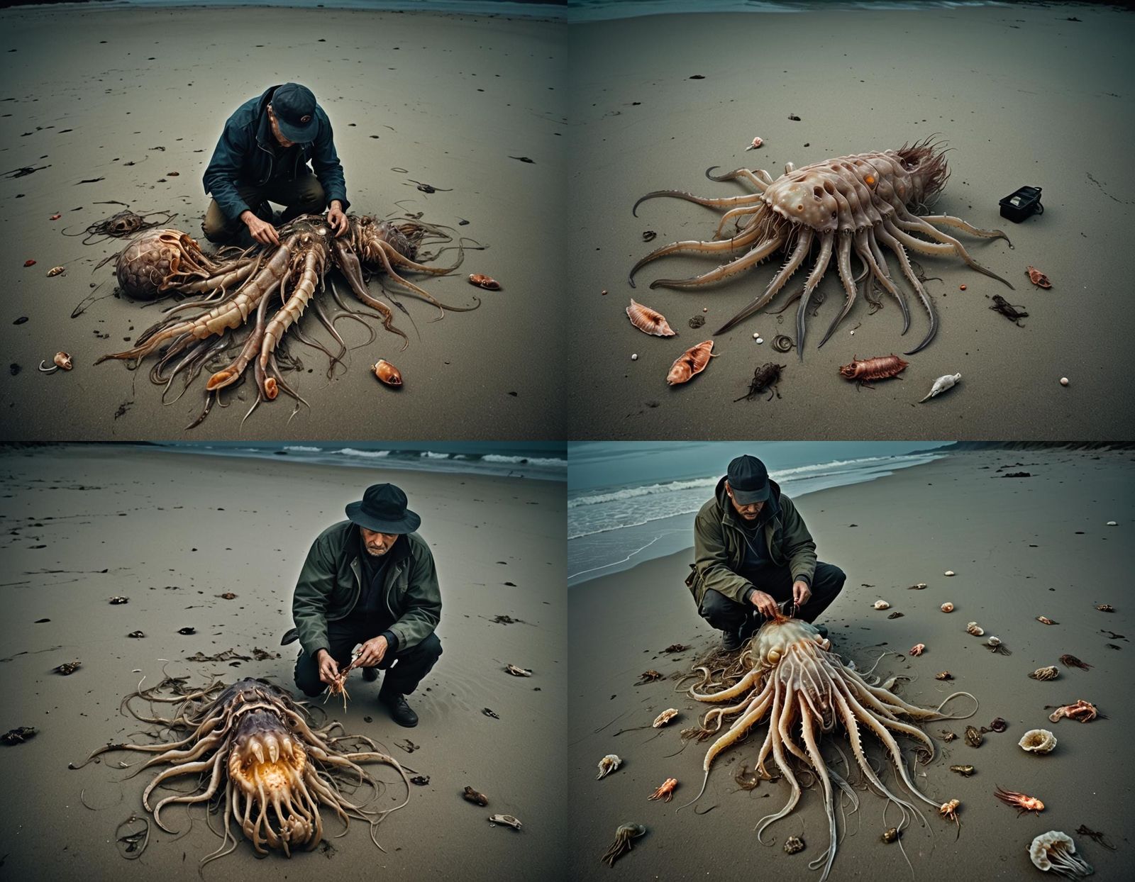 Hyperrealistic Carcass of Insectoid Jellyfish on Beach
