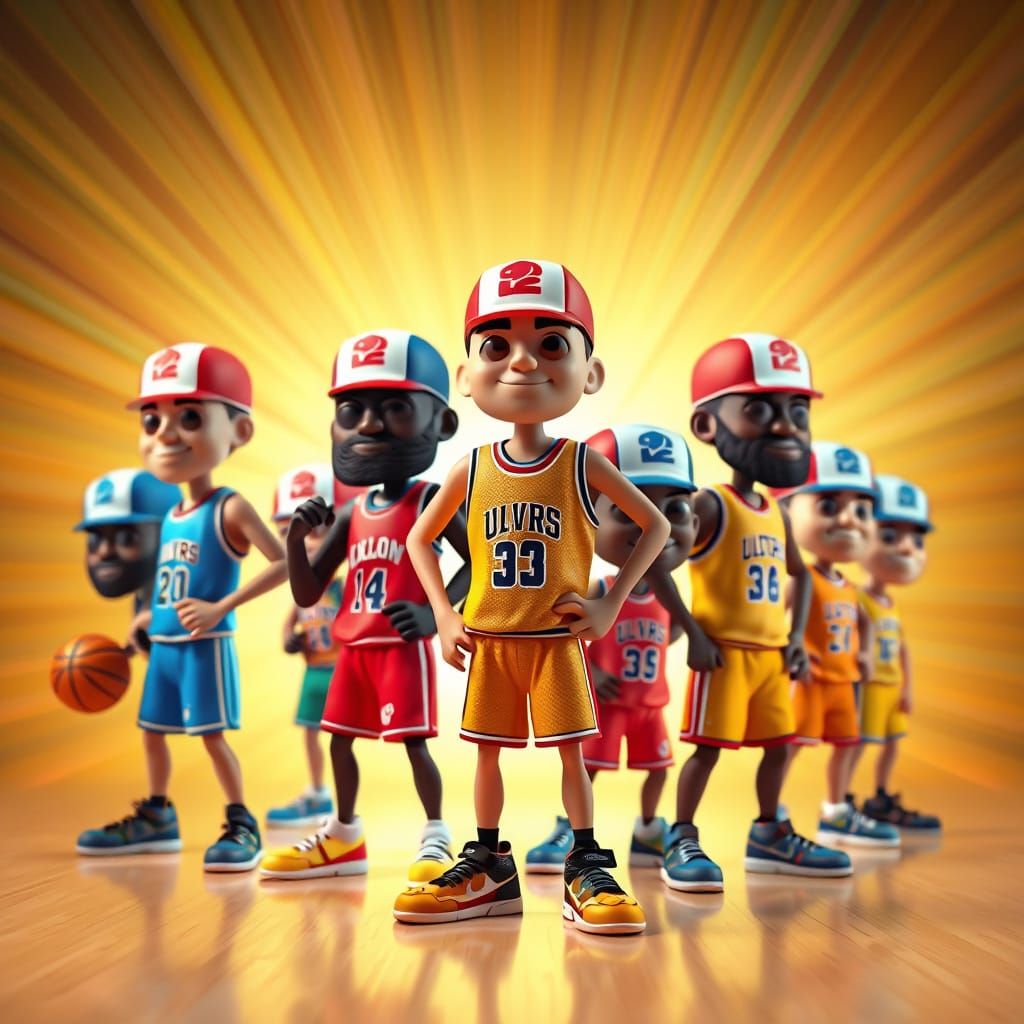 Vibrant Basketball Heroes in 3D Digital Art