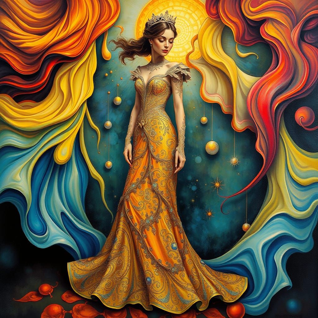 Surreal Princess in Dreamlike Setting with Intricate Pattern...