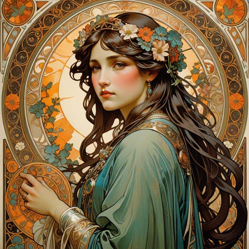 Art Nouveau Portrait of a Woman by Alphonse Mucha