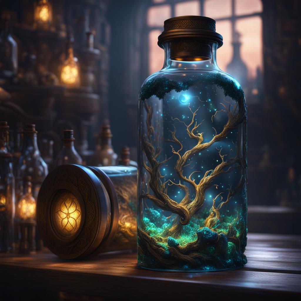 LED Lights in a Bottle: Fantasy Concept Art