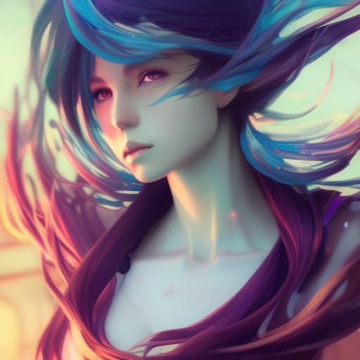 Miku Phoenix Portrait in Art Nouveau Style