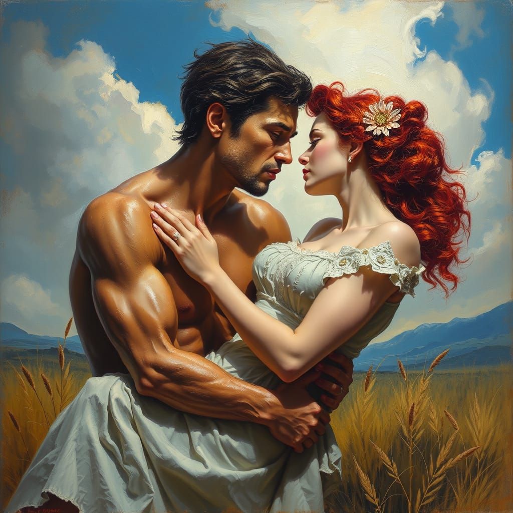 Dramatic Oil Painting of Forbidden Love