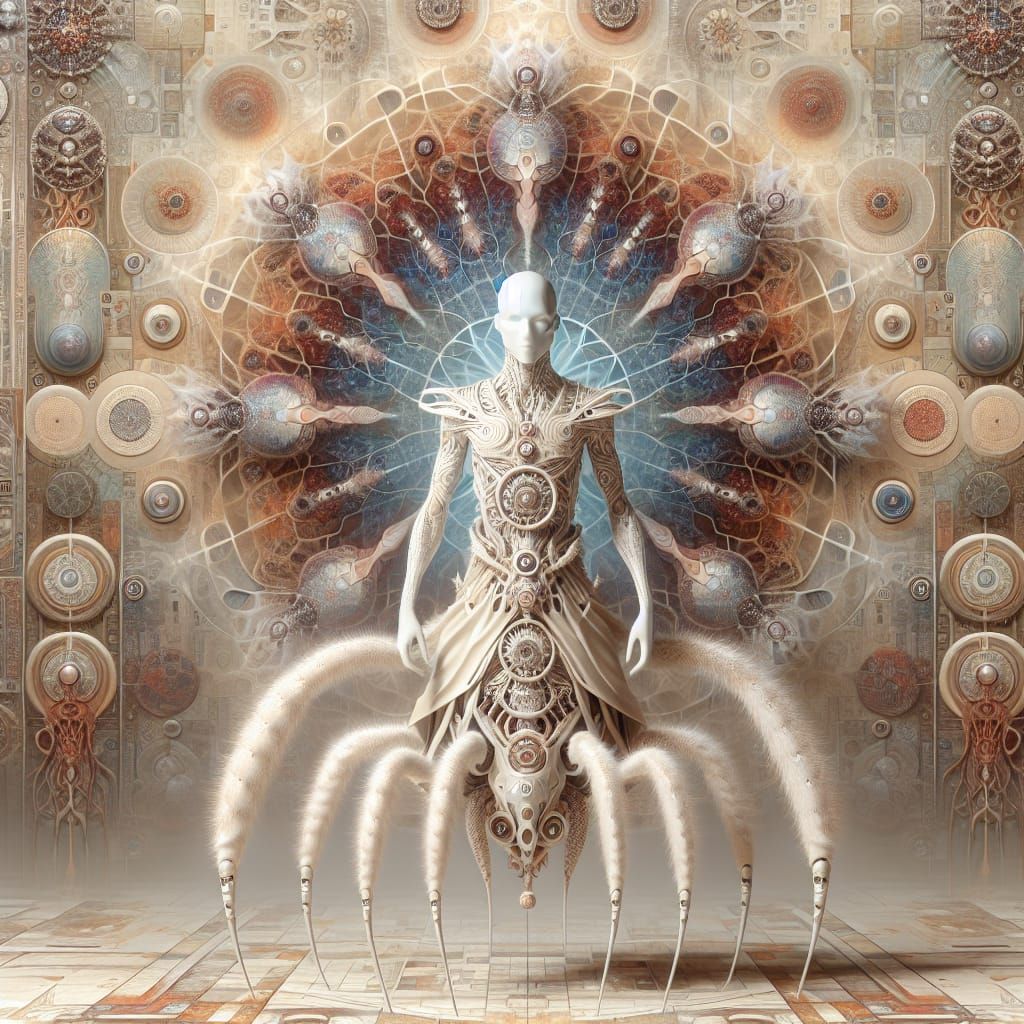 Ethereal Spider Creature with Humanoid Core