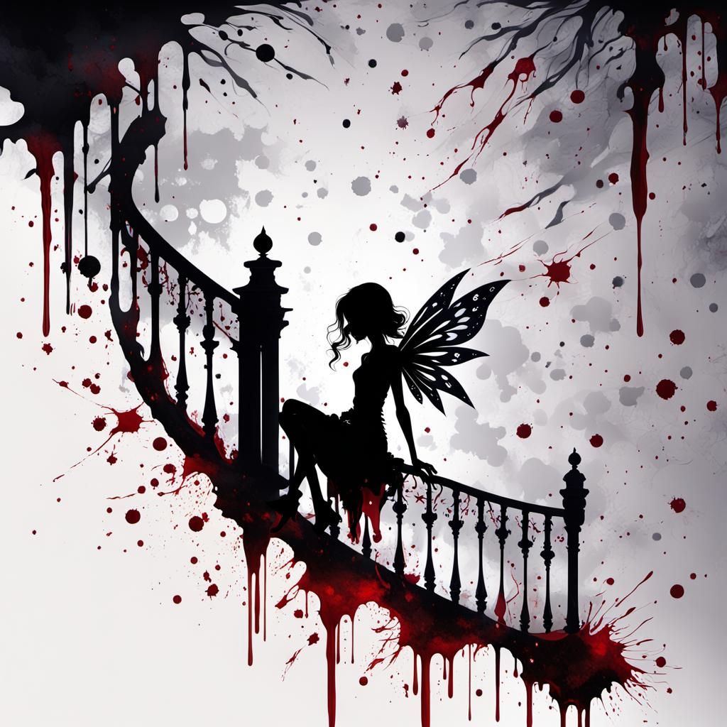 Silhouette of a Fairy in Ink and Blood