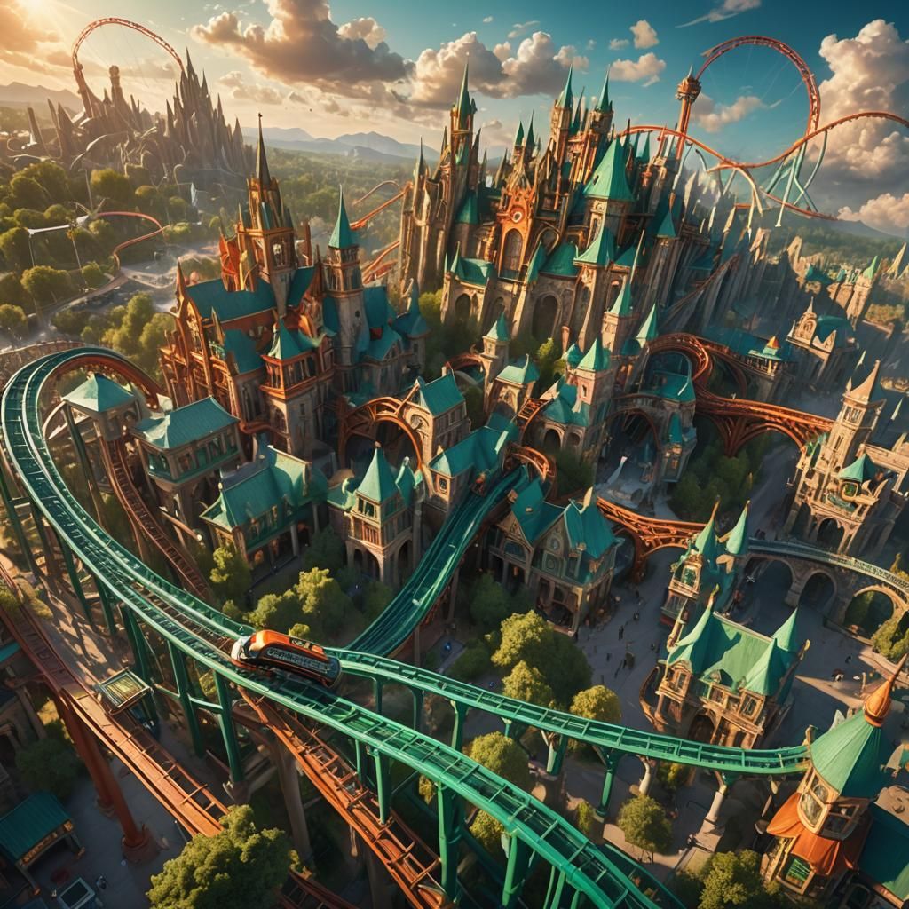 Majestic Roller Coaster in Fantasy Theme Park