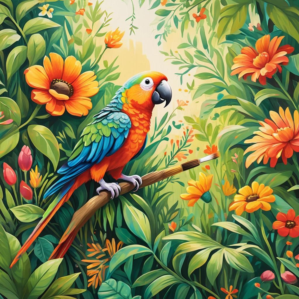 Mouse Paints Parrot Mural: Children's Book Illustration