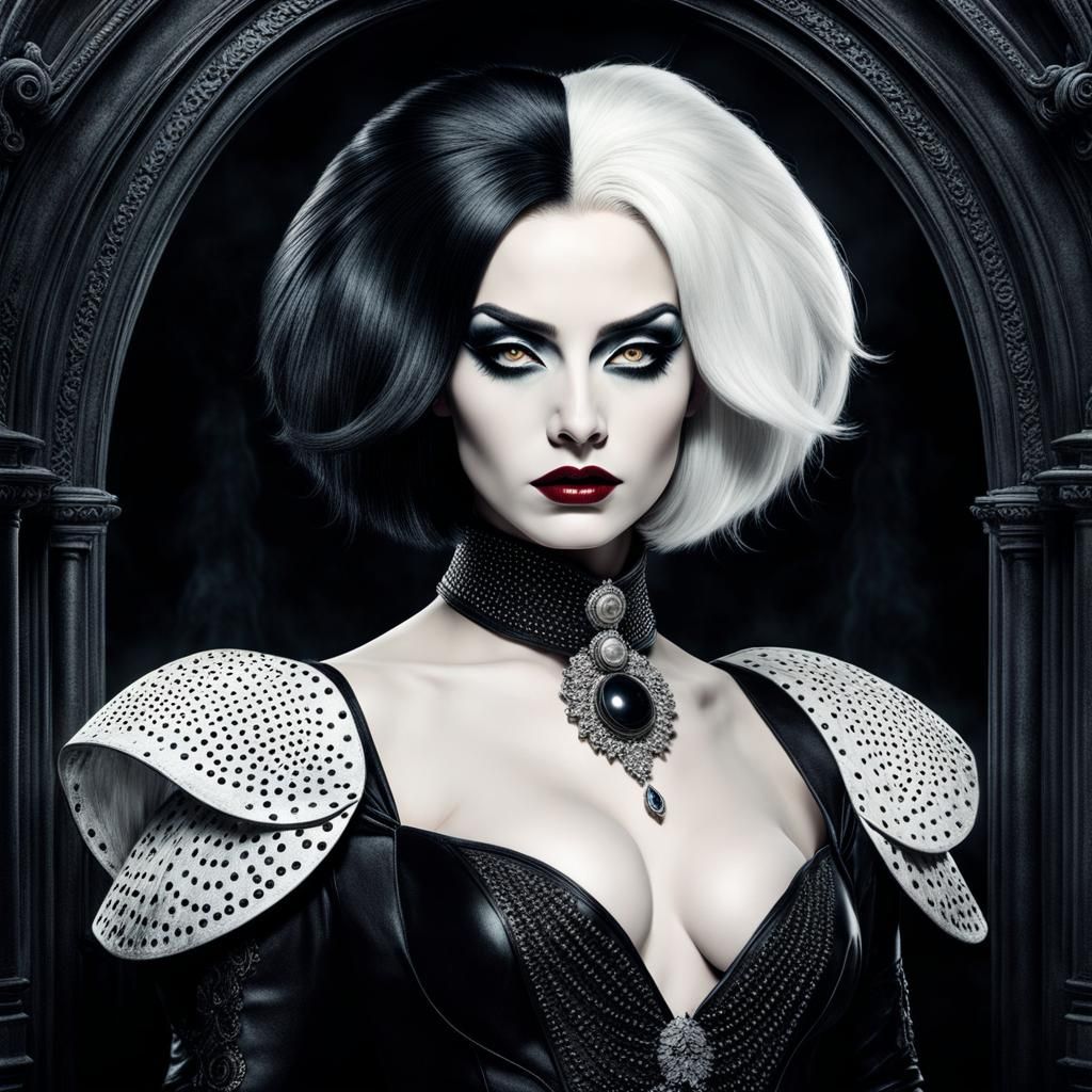 Asymmetrical Portrait Symbolizing Duality in Gothic Film-Noi...