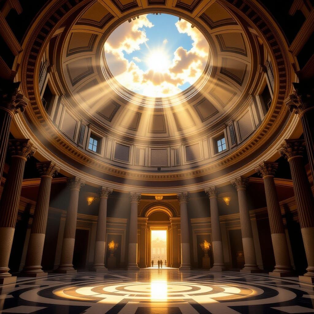 Pantheon Interior with Divine Sunlight Through Oculus