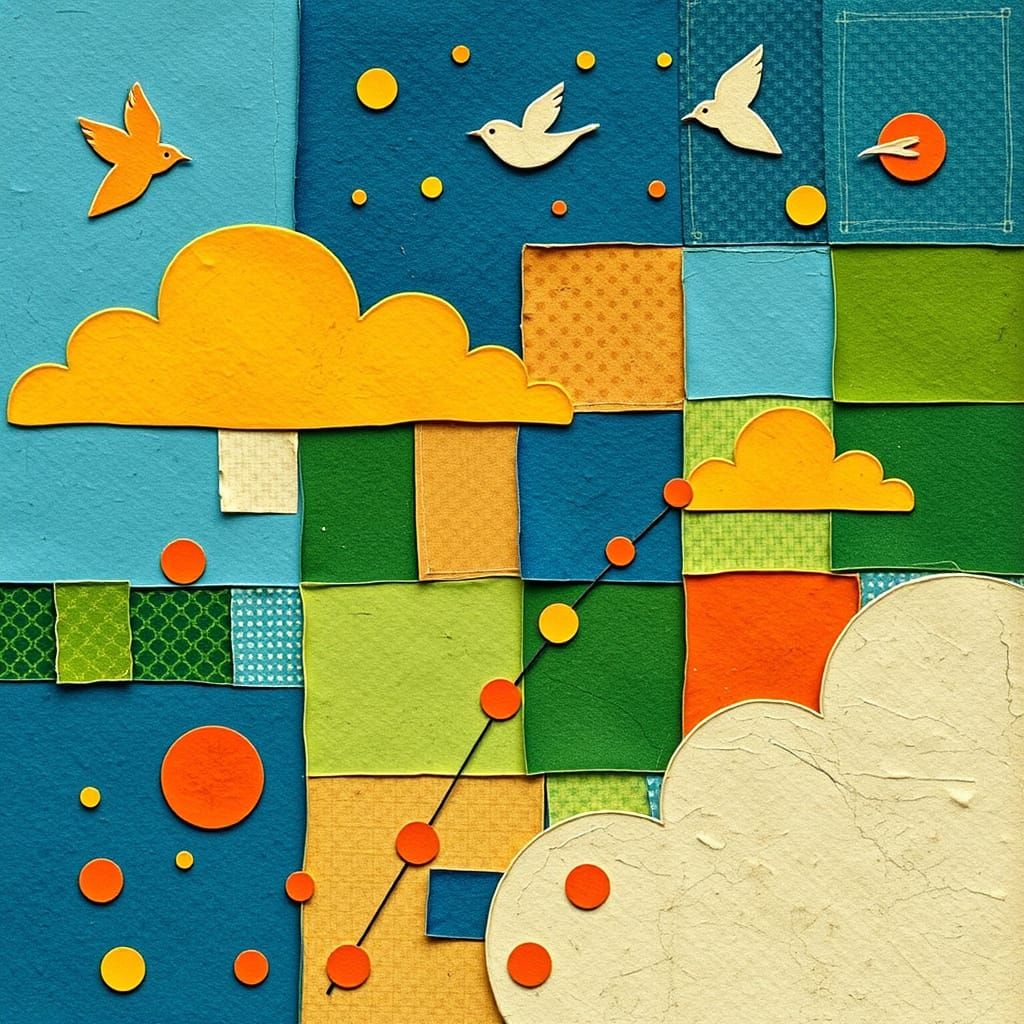 Vibrant Folk Art Collage Celebrating Joyful Moments