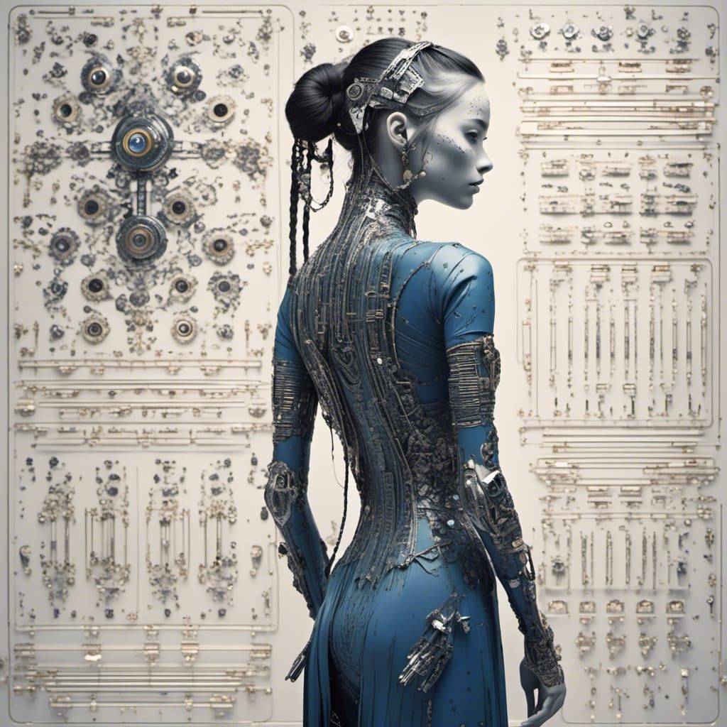 Cyborg Woman with Mirrored Accessories