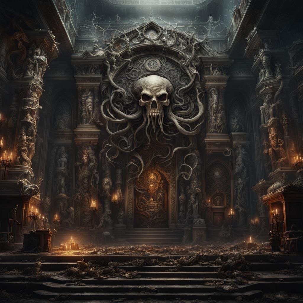 Medusa in Dark Baroque Style with Evil Symbols