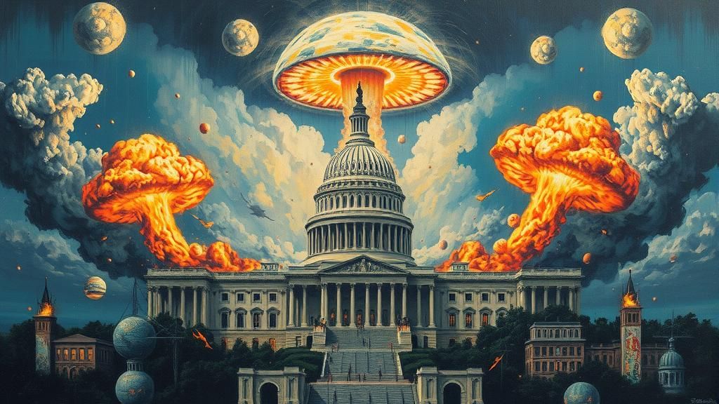 Dystopian Nuclear Attack on US Capitol: Surreal Art