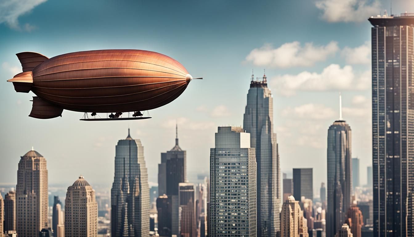 Airship Over Skyscrapers: Professional Photography