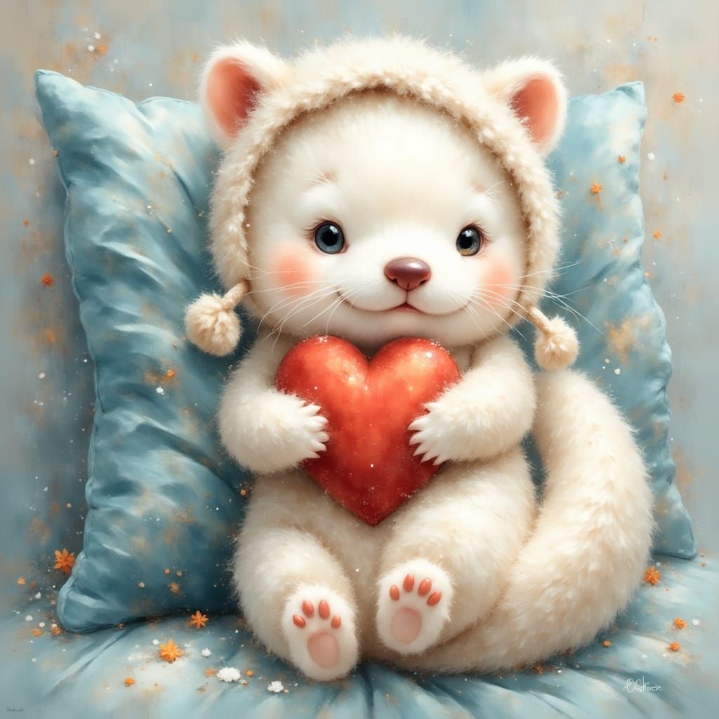 Whimsical Fluffy Otter in Adorable Cat Onesie