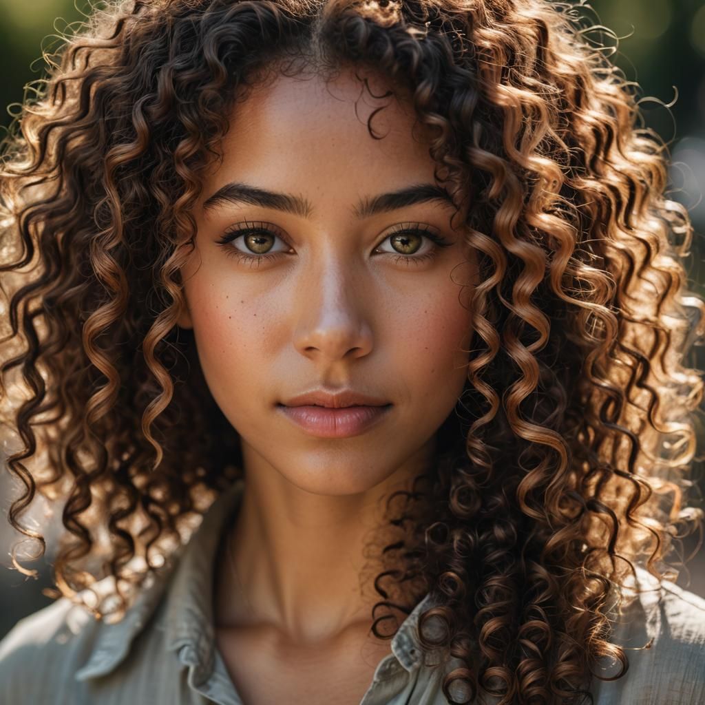 Captivating Portrait of Curly Hair in Natural Light