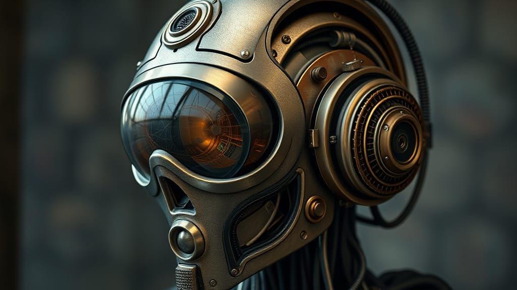 Charismatic Humanoid with Ornate Cyberpunk Helmet