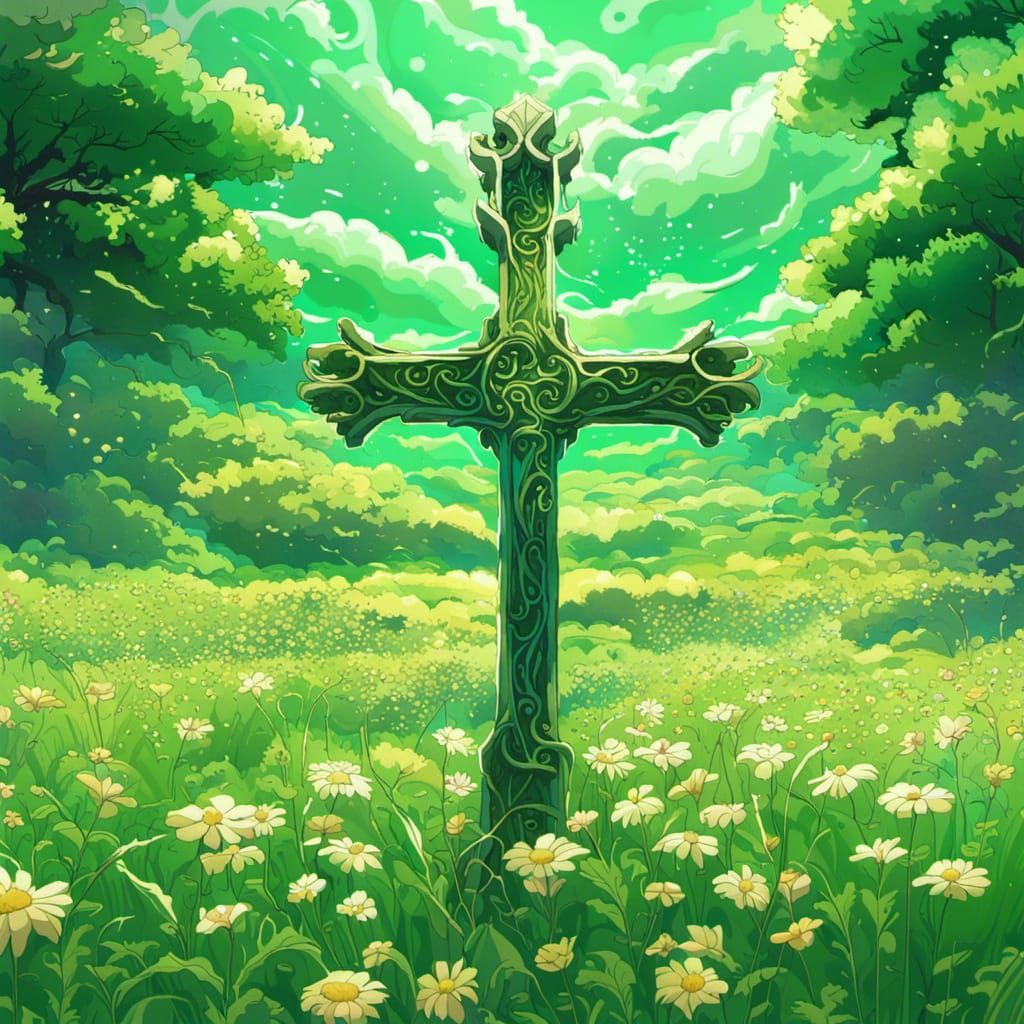 Cross in Flowery Field: Anime Key Visual Art