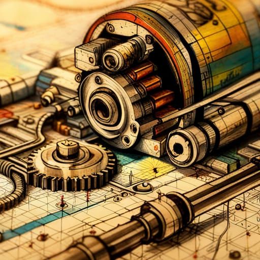 schematic technical drawing blueprint of a time machine