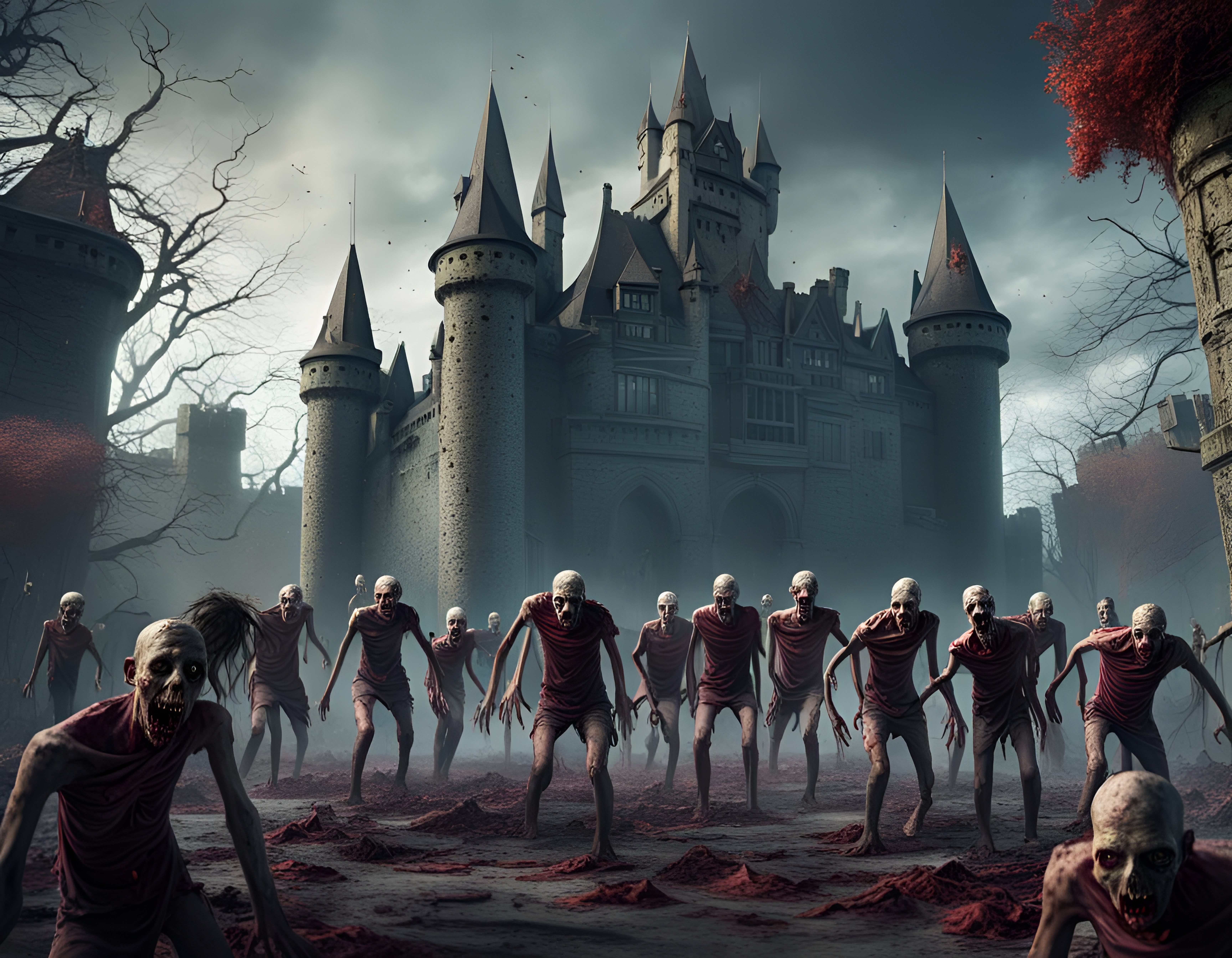 Zombies Rise at Haunted Castle: Fantasy Concept Art